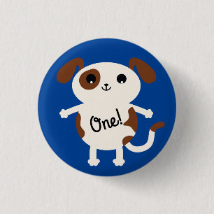 Welpe Hund Niedlich farbenfroh Kind's Geburtstagsp Button