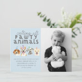 Welpe Hund Party Tiere Geburtstag Foto Einladung (Stehend Vorderseite)
