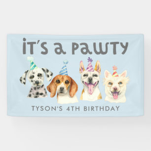 Welpe Hund Pawty Geburtstagsparty Watercolor Banner
