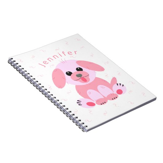 Welpe Hund Pink Personalisierter Cartoon Einfach Notizblock (Rechte Seite)