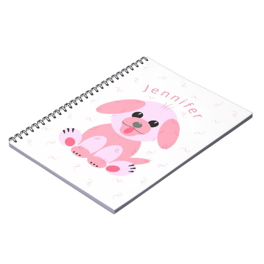 Welpe Hund Pink Personalisierter Cartoon Einfach Notizblock (Linke Seite)