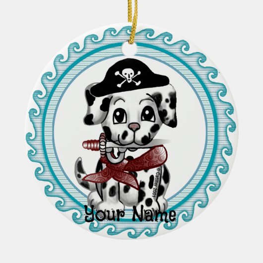 Welpe Hund Pirate Keramik Ornament (Vorne)