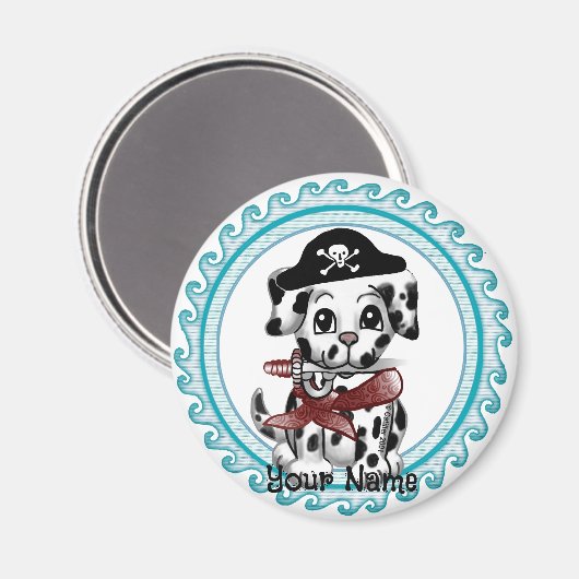Welpe Hund Pirate Magnet (Vorderseite/Rückseite)