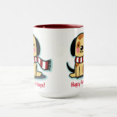 Welpe Hund Weihnachten Tasse Happy Paw-lidays! (Zentrum)