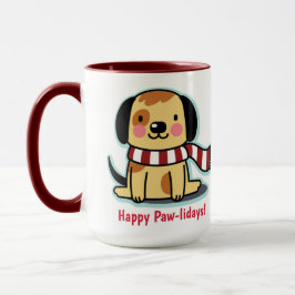 Welpe Hund Weihnachten Tasse Happy Paw-lidays!