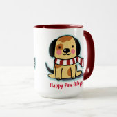 Welpe Hund Weihnachten Tasse Happy Paw-lidays! (VorderseiteRechts)