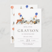 Welpe Hund zum Geburtstag Einladung Kinder (Vorne/Hinten)