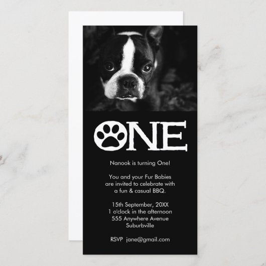 Welpe Hunde 1. Geburtstag Fotokarte (Vorne/Hinten)