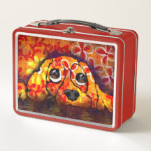 Welpe Hunde Augen Whimsisches Abstraktes Blütenora