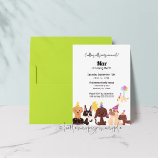 Welpe Hunde Party Tiere Geburtstag Einladung