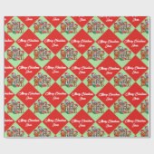 Welpe Hunde personalisieren Name Merry Christmas R Geschenkpapier (Flach)