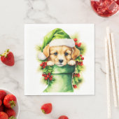 Welpe Hunde Weihnachtsmannmütze Golden Retriever W Serviette (Beispiel)