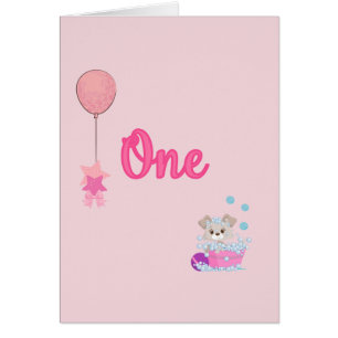 Welpe im Bad ein jähriger Mädchen-Geburtstag