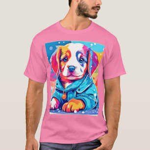 Welpe im blauen Mantel-Design T-Shirt