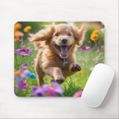 Welpe im Feld der Blume Maus Pad Mousepad (Mit Mouse)