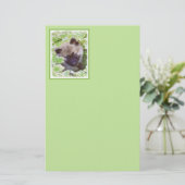 Welpe im Garten Malerei Original Kunst Briefpapier (Stehend Vorderseite)