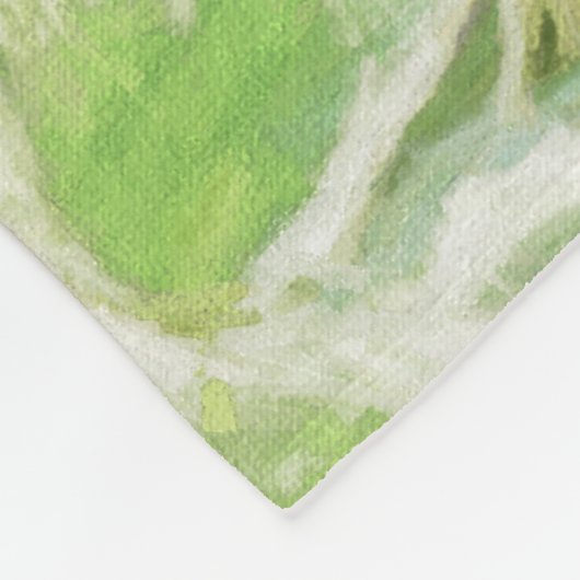 Welpe im Garten Malerei Original Kunst Fleecedecke (Ecke)