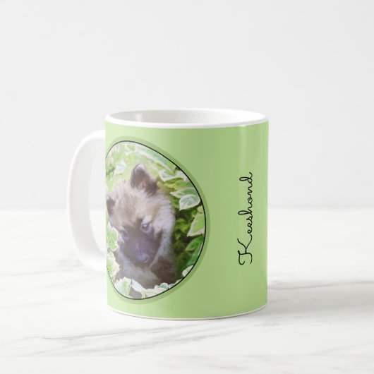 Welpe im Garten Malerei Original Kunst Kaffeetasse (Vorderseite Links)
