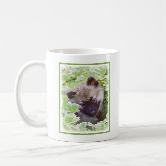 Welpe im Garten Malerei Original Kunst Kaffeetasse (Links)