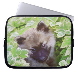 Welpe im Garten Malerei Original Kunst Laptopschutzhülle