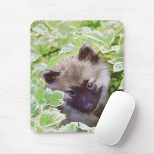 Welpe im Garten Malerei Original Kunst Mousepad (Mit Mouse)