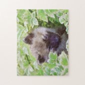 Welpe im Garten Malerei Original Kunst Puzzle (Vertikal)
