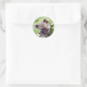 Welpe im Garten Malerei Original Kunst Runder Aufkleber (Tasche)