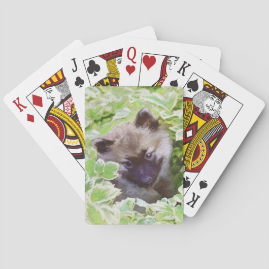 Welpe im Garten Malerei Original Kunst Spielkarten (Rückseite)