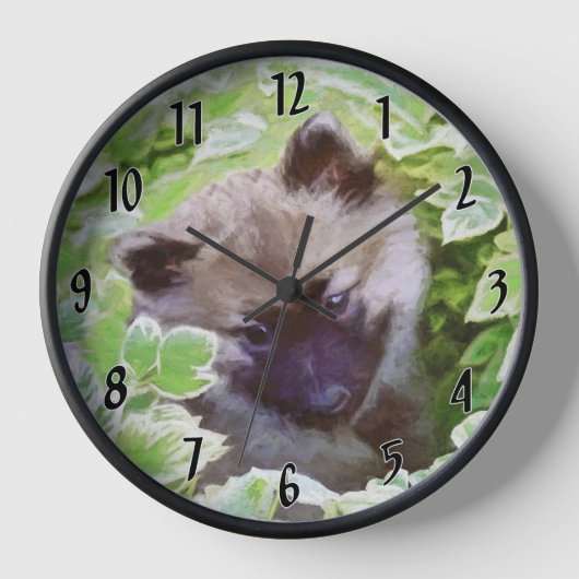 Welpe im Garten Malerei Original Kunst Uhr (Vorderseite)