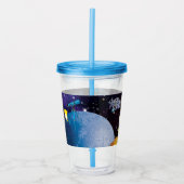 Welpe im Weltraum und Alien mit Teleskop Acryltrinkbecher (Vorderseite)