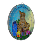 Welpe in A Box , frohe Weihnachten Dartscheibe (Vorderseite Links)