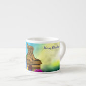 Welpe in A Box , frohe Weihnachten Espressotasse (Vorderseite Rechts)