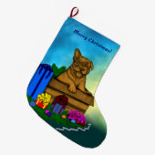 Welpe in A Box , frohe Weihnachten Großer Weihnachtsstrumpf (Vorderansicht (hängend))