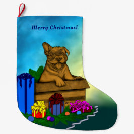 Welpe in A Box , frohe Weihnachten Großer Weihnachtsstrumpf