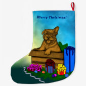 Welpe in A Box , frohe Weihnachten Großer Weihnachtsstrumpf (Rückseite)