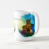 Welpe in A Box , frohe Weihnachten Kaffeetasse (VorderseiteRechts)