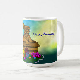 Welpe in A Box , frohe Weihnachten Kaffeetasse