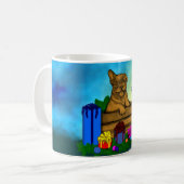 Welpe in A Box , frohe Weihnachten Kaffeetasse (Vorderseite Links)