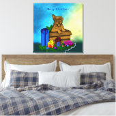 Welpe in A Box , frohe Weihnachten Leinwanddruck (Insitu (Schlafzimmer))
