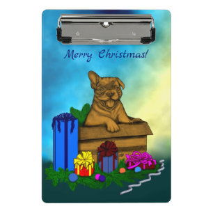 Welpe in A Box , frohe Weihnachten Mini Klemmbrett