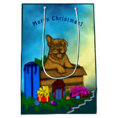Welpe in A Box , frohe Weihnachten Mittlere Geschenktüte (Rückseite)