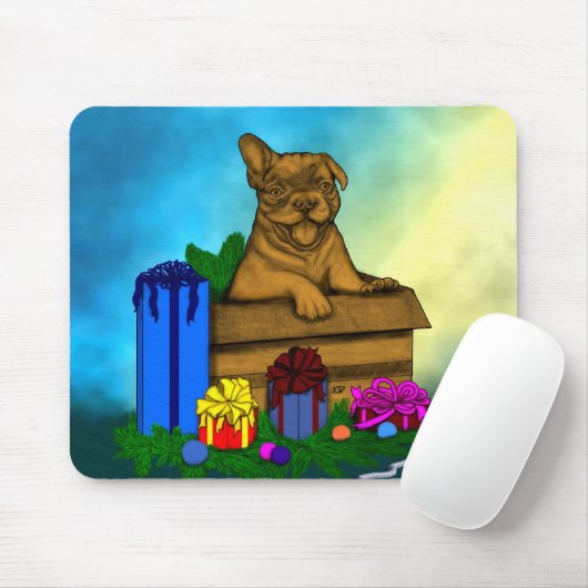Welpe in A Box , frohe Weihnachten Mousepad (Mit Mouse)