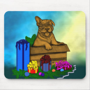 Welpe in A Box , frohe Weihnachten Mousepad