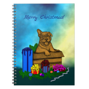 Welpe in A Box , frohe Weihnachten Notizblock