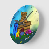 Welpe in A Box , frohe Weihnachten Runde Wanduhr (Winkel)