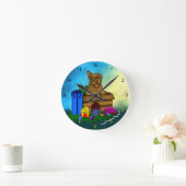 Welpe in A Box , frohe Weihnachten Runde Wanduhr (Zuhause)