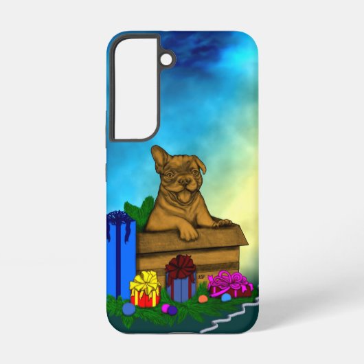 Welpe in A Box , frohe Weihnachten Samsung Galaxy Hülle (Rückseite)