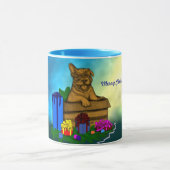 Welpe in A Box , frohe Weihnachten Tasse (Zentrum)