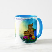 Welpe in A Box , frohe Weihnachten Tasse (VorderseiteRechts)