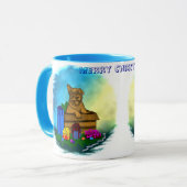 Welpe in A Box , frohe Weihnachten Tasse (Vorderseite Links)